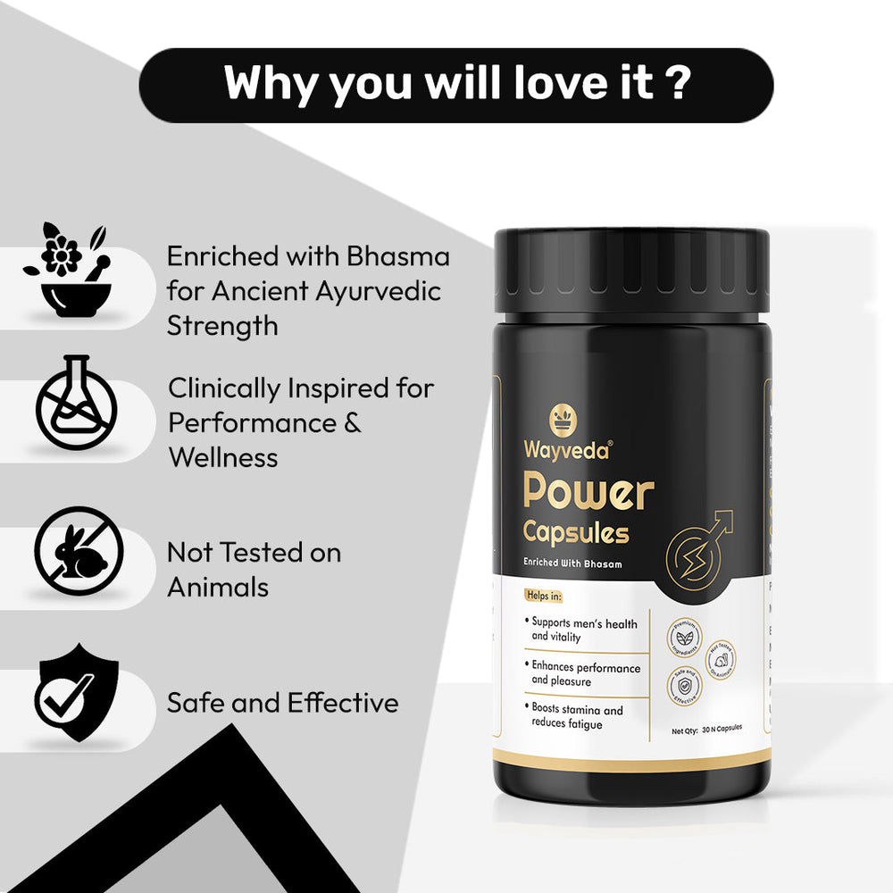 Wayveda Power Capsules - Enriched with Bhasam for Men - Wayveda
